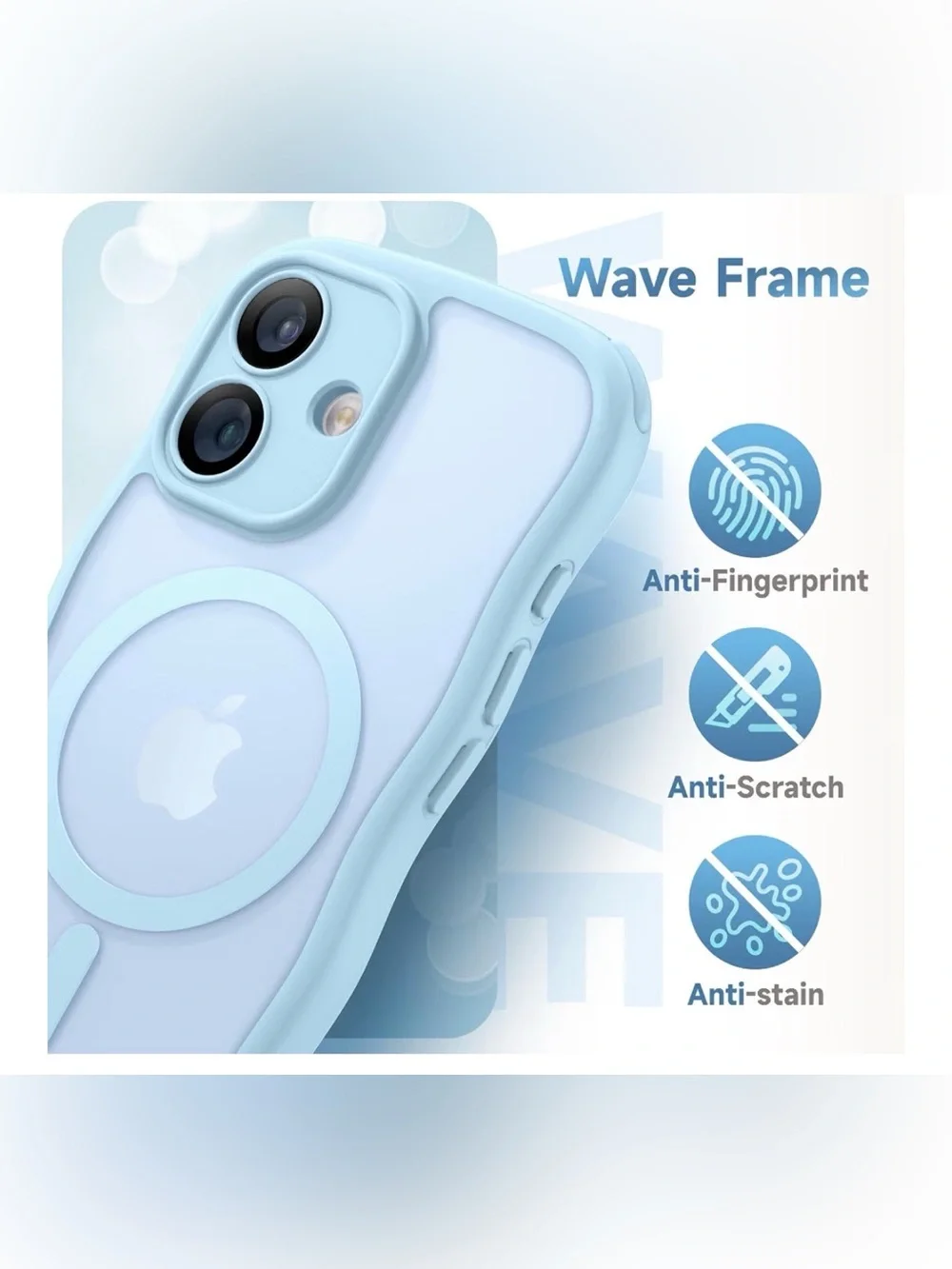 Light Blue Magnetic Protective Phone Case for iPhone 17 NEW
